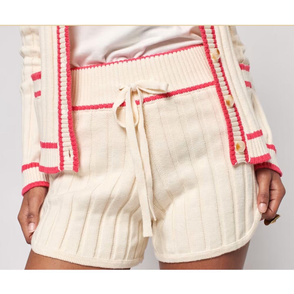 NWT Faherty Game Set Ribbed Sweater Short in Vintage Cream Country Club Sz M